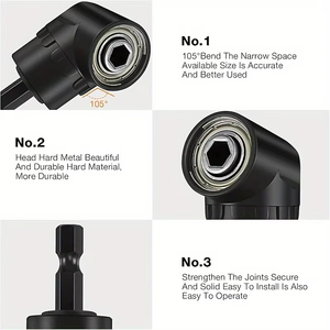 Adaptateur de tournevis à angle de 105 degrés, 6 pièces, douille à double tête, clé à cliquet 360 °   Ensemble d'adaptateurs de douilles à choc rotatifs 1/2\", 1/4\", 3/8\" - Product Image 2
