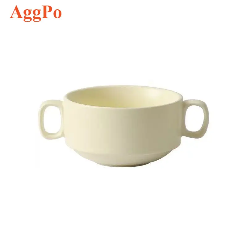 Wholesale Ceramic Bowls And Ceramic Cups Breakfast Creative Binaural Dessert Bowl Household Fat Handle Mug