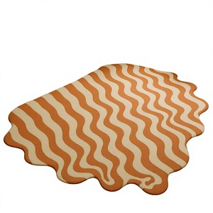 Tapis d'intérieur en laine tufté à la main ITHL, design de luxe personnalisé, à poils ras, motif géométrique moderne, antidérapant, lavable, résistant aux taches - Product Image 1