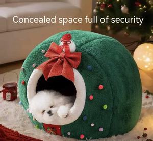 Kattenvilla Kerst Winter Seizoensgebonden Warmte-veilige Slaapplaats voor Kittens - Gesloten Hondenkussen - Product Image 4