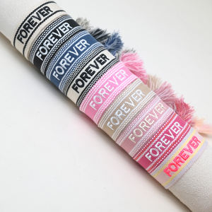 Kadınlar ve erkekler için yenilikçi ayarlanabilir bez nakış gökkuşağı Bohemian tohum boncuk dokuma bileklik - Product Image 1