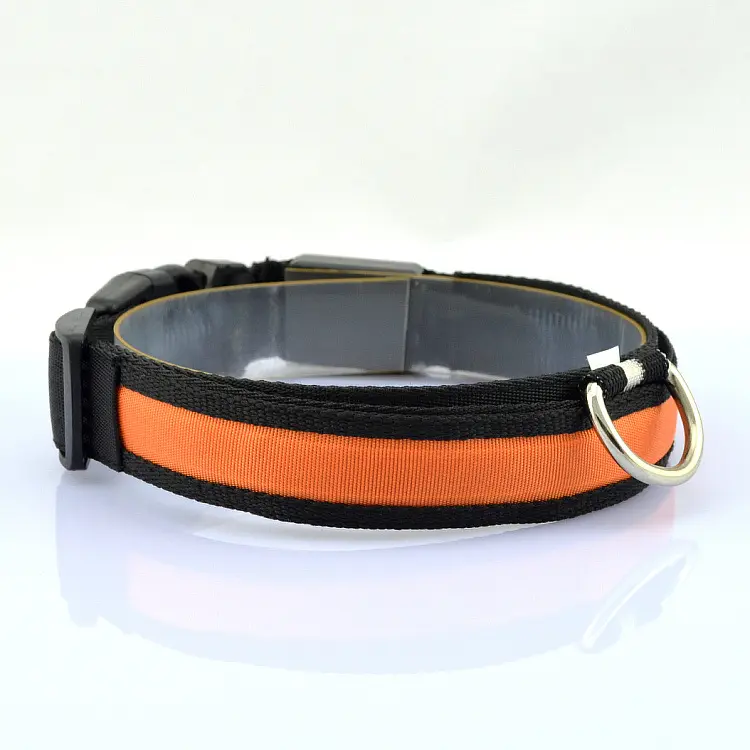 メーカー卸売カスタム充電式調節可能ファッションライトアップナイロンLedバーワイヤー配線ペット犬の首輪