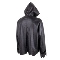 Veste en cuir PU pour homme TOPSHOW, noire, surdimensionnée, à capuche, style gothique, ourlet asymétrique, poignets découpés, avec pendentif croix