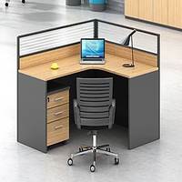 Bureau de travail moderne convertible en bois pour 3 personnes, table de travail en cubicle pour mobilier de bureau commercial