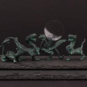 Figurines en laiton de quatre bêtes divines, 4 pièces, ornements de bureau Feng Shui pour la décoration de la maison et du bureau - Product Image 2