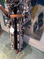 Abaya Hafizah Imprimé Noir et Blanc, Robe Musulmane de Dubaï, Kaftan à Motifs Ethniques, Vente en Gros, Ramadan Aïd 2026, Fournisseur d'Usine en Gros