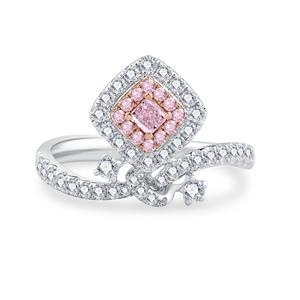 Anillo de oro blanco y rosa sólido de 18 quilates con diseño de diamante rosa brillante real exclusivo para mujer - Product Image 1