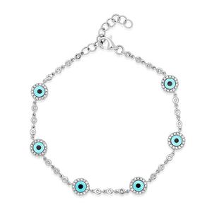 Bracciale Gemnel Fashion in Argento 925 con Occhio di Demone in Turchese e Diamanti Incastonati per Donna - Product Image 6