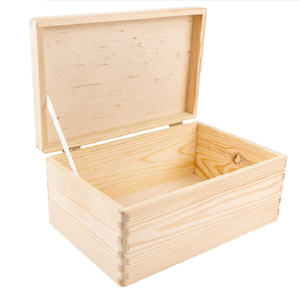 Storage box wood unfinished wooden gift box keepsake chest wooden crate with lid