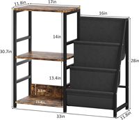 Mobilier de table moderne et rustique pour le salon, acier, bois, vinyle, étagère de rangement pour CD, porte-revues, support pour tourne-disque