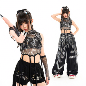 Conjunto <span class=keywords><strong>de</strong></span> Pantalones Cortos y Chaleco <span class=keywords><strong>de</strong></span> Lentejuelas Brillantes con Diamantes para Niñas, Traje <span class=keywords><strong>de</strong></span> Danza Jazz para Actuaciones en Grupo, Ropa <span class=keywords><strong>de</strong></span> Danza <span class=keywords><strong>de</strong></span> Tela Dobby <span class=keywords><strong>de</strong></span> Poliéster - Product Image 1