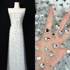 Brillant géométrique diamant maille dentelle tissu carré goutte d'eau diamants ronds scène Costume décoration Couture robe accessoire - Product Image 1