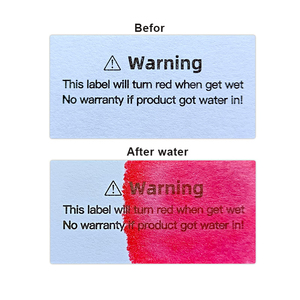 Prueba DE SEGURIDAD PET sensible al agua Etiqueta DE GARANTÍA Indicador de color rojo para envíos de alto valor Indicador de color rojo permanente - Product Image 3