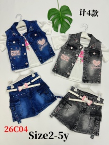 Conjunto de Ropa de Mezclilla para Niñas de 2 a 5 <span class=keywords><strong>Años</strong></span>, Modelo YQ009, <span class=keywords><strong>3</strong></span> Piezas, Conjunto de Verano, Jeans, Abrigo, Camisetas y Faldas, 11.45 Dólares - Product Image 5
