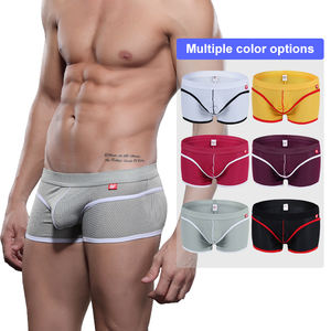 Gran oferta, Calzoncillos Bóxer sexis de secado rápido ecológicos transparentes de tiro bajo para hombre, ropa interior de punto transpirable a la moda Gay con logotipo en la cintura - Product Image 2