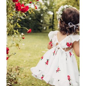 Ropa para Niños y Bebés al por Mayor, Ropa Infantil Bordada Personalizada con Flores, Vestido de Fiesta para Niñas Pequeñas - Product Image 2
