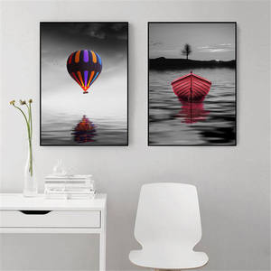 Toile imprimée de coucher de soleil de <span class=keywords><strong>bateau</strong></span> à Air chaud, affiche de décoration murale, peinture à l'huile sur toile, affiches imprimées, image d'art mural - Product Image 3