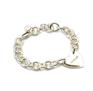 Bracciale alla Moda con Charm a Cuore Dorato, Stile Punk con Cuore Inciso, Gioiello Trendy Antiossidante, Regalo per Donne e Uomini - Product Image 3