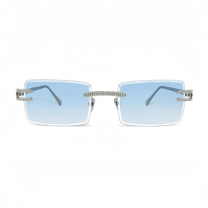 <span class=keywords><strong>Lunettes</strong></span> de soleil rectangulaires de luxe sans monture avec diamants <span class=keywords><strong>Swarovski</strong></span> pour hommes et femmes, logo personnalisé, <span class=keywords><strong>lunettes</strong></span> de soleil tendance sans cadre - Product Image 2