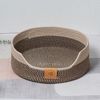 Panier de lit lavable pour chat Nid rond en corde de coton tissé chaud pour chat Nid pour chiot petits chiens Jeu d'intérieur