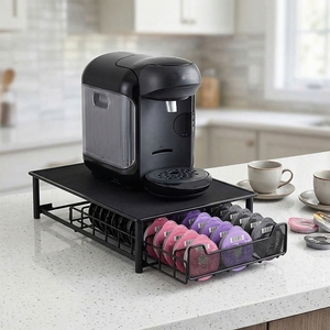 Boîte de <span class=keywords><strong>rangement</strong></span> pour capsules de café <span class=keywords><strong>Tassimo</strong></span>, organisateur à double tiroir pour 60 capsules - Support de machine à café antichoc pour usage domestique - Product Image 6