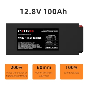 <span class=keywords><strong>Batterie</strong></span> LiFePO4 12V 100Ah ultra-mince, profil fin de 2,36 pouces, boîtier métallique <span class=keywords><strong>pour</strong></span> véhicule tout-terrain, système solaire - Product Image 2