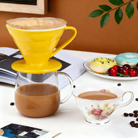 Cafetière à filtre en céramique en forme de V colorée avec support pour tasse, logo personnalisé
