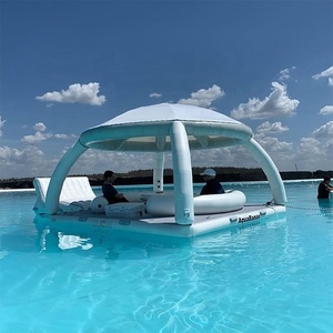 Venta al por mayor Inflable Piscina <span class=keywords><strong>Bar</strong></span> Isla Flotante Bajo Precio Agua Instalaciones de entretenimiento Plataforma Flotante Tienda Sol Refugio Salón - Product Image 1