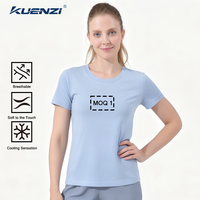 T-shirt femme Kuenzi sans repassage, anti-boulochage, sensation de fraîcheur, 70% coton 30% Sorona, 180GSM, col rond, manches courtes, logo personnalisé