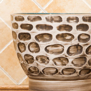 Recién llegado, lavabo de suelo de buena calidad, fregona de cerámica occidental para baño, fregadero de piscina, lavabo redondo con patrón de <span class=keywords><strong>adoquines</strong></span> marrones - Product Image 4