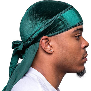 Durag en velours supérieur-Durags en velours doux pour hommes et femmes, longues bretelles doubles larges, doublure durag soyeuse, <span class=keywords><strong>triple</strong></span> couture - Product Image 2