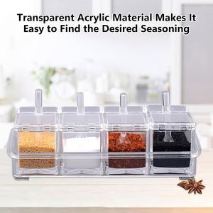<b>Kitchen</b> Spice <b>Box</b> Stackable Injection Molded Clear Acrylic Square Canister Food Safe Spice <b>Storage</b> Containers Freshness - Product Image 4