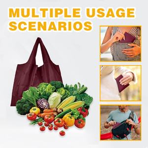 Sac fourre-tout en polyester réutilisable et écologique personnalisé, pliable, pour les courses et les fruits, avec ruban et poignée en corde - Product Image 6
