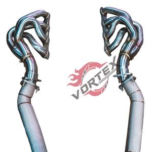 Collecteur de tuyau d'échappement en acier inoxydable T304 à haut débit Vortex - 1,5 mm d'épaisseur, finition bleu brûlé poli pour Ferrari F430 - Product Image 4