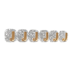 Glacier Pattern Row <b>Hooks</b> 6-Piece Set Transparent Gold <b>Adhesive</b> Bathroom <b>Hooks</b> Easy Installation Contemporary Style - Product Image 5