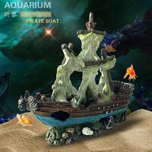 Xinly atacado da fábrica poliresina ruim tanque de peixes pirata do aquário navio enfeites decoração - Product Image 2