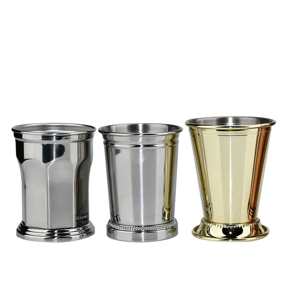 Custom Metal Bar Party Beer Cocktail Glasses Vintage Stainless Steel Classic Mint Julep Cup