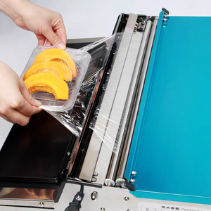 Semi-Automatic Desktop <b>Stretch</b> Film Wrapping <b>Machine</b> Cling Film Packer for Supermarket Fresh Food Tray Packing - Product Image 3