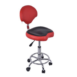 Tabouret de bar rond avec dossier et lignes, hauteur réglable, rotation, tabouret de salon, tabouret de bar moderne 360 °   Fauteuil pivotant sans accoudoirs en cuir PU - Product Image 5