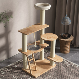 Moderner Massivholz-Katzenkratzbaum für Luxusvillen mit 4 Ebenen & Mehr, Langlebig & Umweltfreundlich, Kartonverpackt - Product Image 3