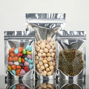Tas gandum makanan transparan kacang permen aluminium dapat ditutup kembali dengan ritsleting untuk kemasan makanan - Product Image 3