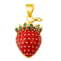 Schattige Kristallen Aardbei Kersen Fruit Charme Hanger Ornament Email Diy Accessoire Voor Sleutelhangers Maken Sieraden Oorbel Decoratie