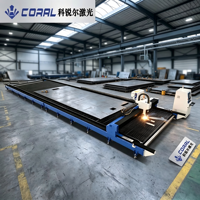 Équipement de découpe laser sur rail au sol CORAL 20000W, structure portique, grande zone de travail pour la fabrication industrielle lourde du métal