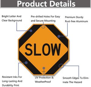 Kit Segnaletico per Stop <span class=keywords><strong>e</strong></span> Lenta Velocità, Conforme ai Standard MUTCD, per Aree Residenziali <span class=keywords><strong>e</strong></span> Zone di Costruzione - Product Image 2