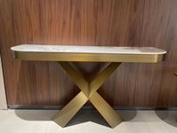 Meubles de salon, entrée, console en métal nordique moderne, table de console de luxe en marbre doré pour le couloir