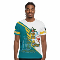 T-shirt Athlétique Homme Grande Taille à Manches Courtes en Polyester à Prix Bas, Impression Personnalisée avec Motif Drapeau des Bahamas