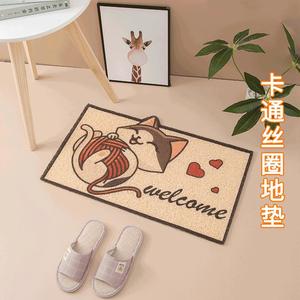 Alfombra de PVC rectangular antideslizante con diseño de gato de dibujos animados para la entrada del hogar, diseño de bienvenida con estampado de animales - Product Image 2
