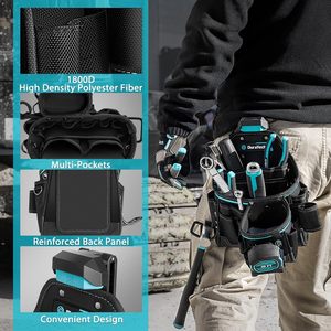 Waterproof <b>Tool</b> <b>Belt</b> Clip Tape Holder Hammer Loop for Electricians Carpentry Handyman-Multi-Compartment 200 lb - Product Image 2
