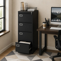 Elegante Archivador Móvil de Acero con Pedestal, 4 Cajones, con Cerradura, Gabinete de Almacenamiento de Oficina de Metal y Acero