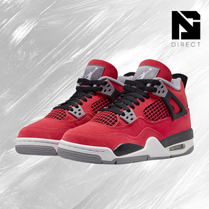 Air <span class=keywords><strong>Jordan</strong></span> <span class=keywords><strong>4</strong></span> Retro GS 'Toro Bravo' 2026 Rojo Negro, Zapatos de Baloncesto con Cordones, Forro de Malla y Cuero Transpirable, Zapatillas Deportivas para Niños - Product Image 2